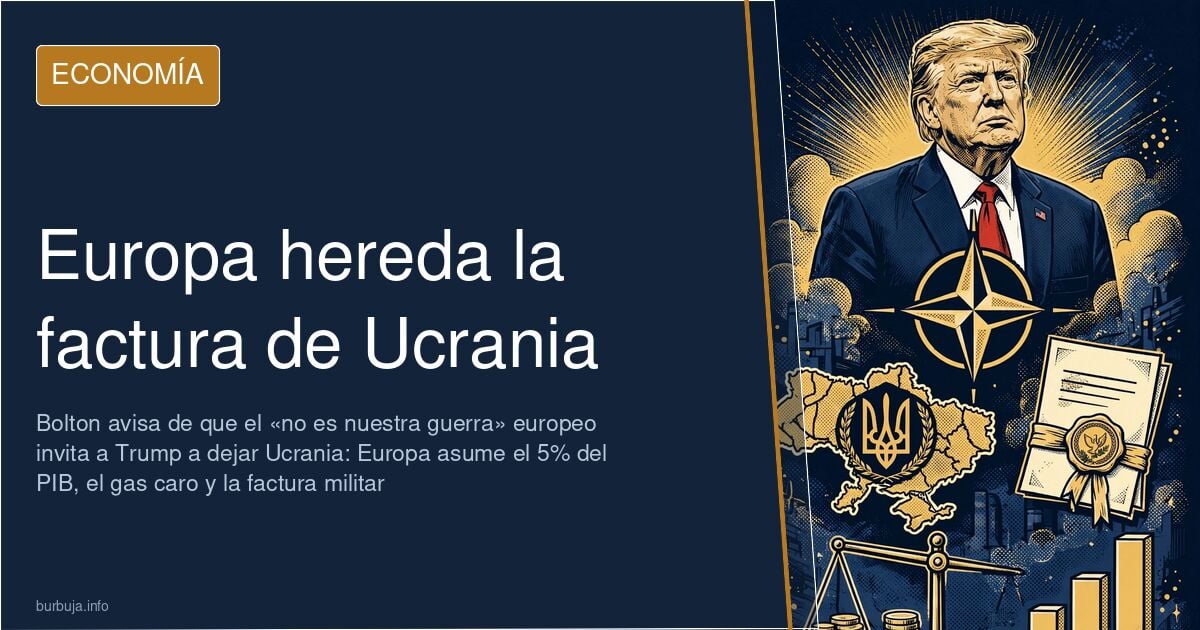 Balanza con monedas y un gráfico sobre un mapa de Europa, símbolo del gasto en defensa y la factura energética de la guerra