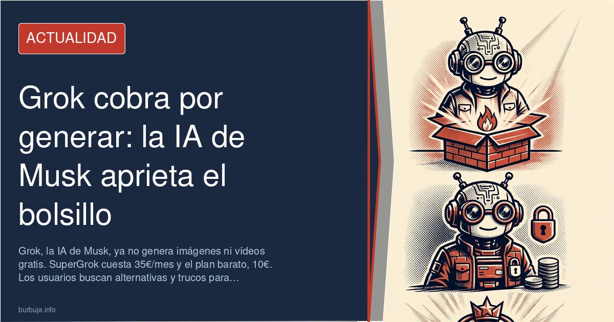 Pantalla de un ordenador con la interfaz de Grok y un aviso de suscripción de pago para generar imágenes