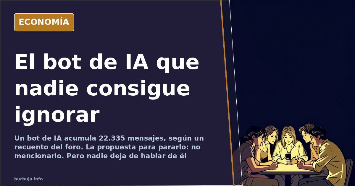 Un asistente de inteligencia artificial rodeado de mensajes en una comunidad online, símbolo del debate sobre ignorarlo