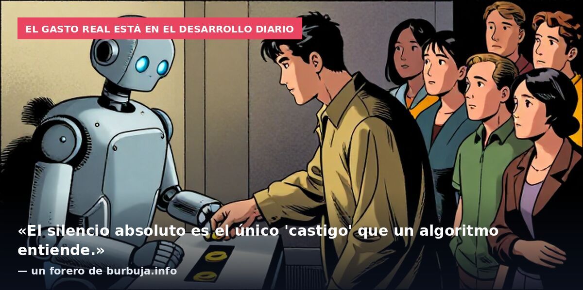 El gasto real está en el desarrollo diario: «El silencio absoluto es el único 'castigo' que un algoritmo entiende.» — un forero de burbuja.info