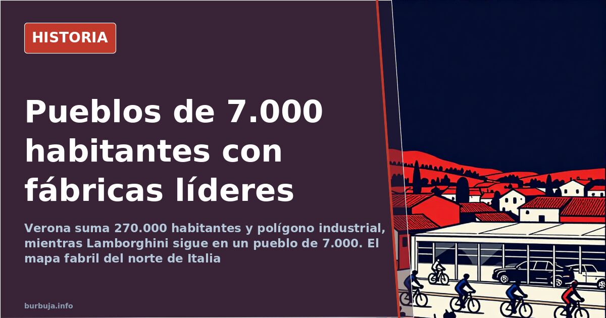 Polígono industrial con naves y maquinaria junto a una ciudad histórica del norte de Italia al fondo