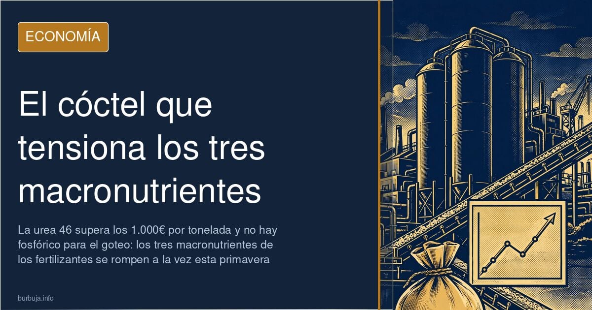 Ilustración editorial sobre la escasez de fertilizantes y la subida del precio de la urea