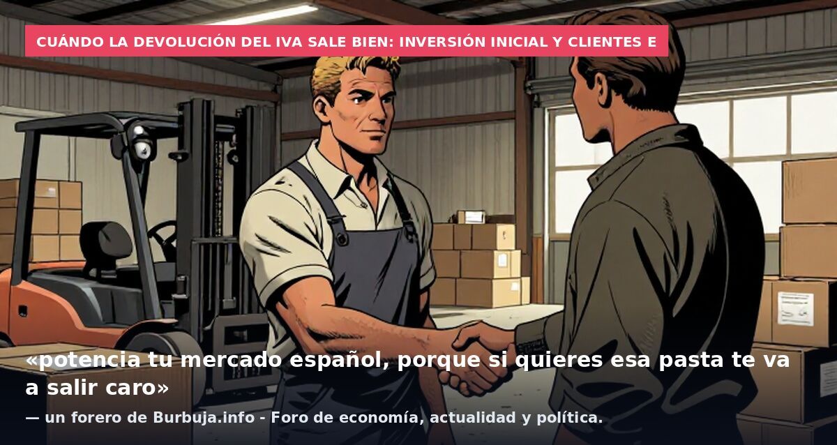 Cuándo la devolución del IVA sale bien: inversión inicial y clientes e: «potencia tu mercado español, porque si quieres esa pasta te va a salir caro» — un forero de Burbuja.info - Foro de economía, actualidad y política.