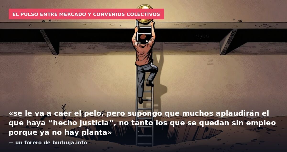 El pulso entre mercado y convenios colectivos: «se le va a caer el pelo, pero supongo que muchos aplaudirán el que haya “hecho justicia”, no tanto los que se quedan sin empleo porque ya no hay planta» — un forero de burbuja.info