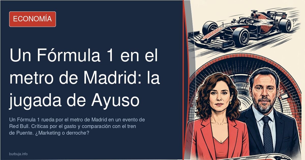 Monoplaza de Fórmula 1 en las vías del metro de Madrid, estación de Metropolitano