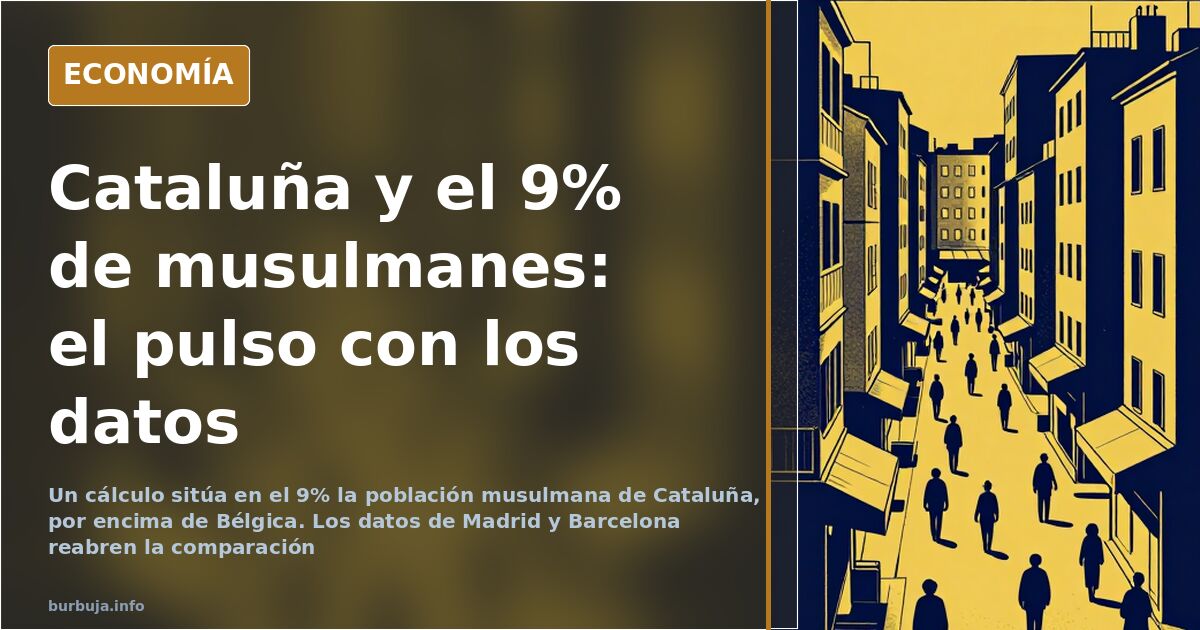 Una calle densa de Barcelona con comercios y vecinos, en el análisis sobre población musulmana e inmigración en Cataluña