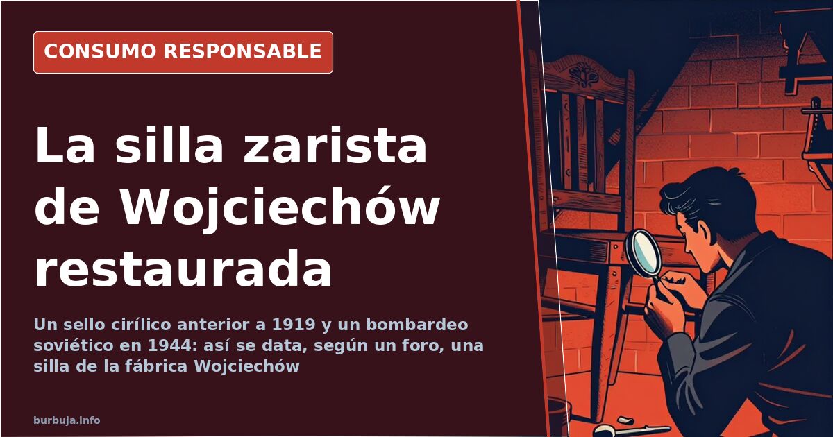 Silla zarista restaurada de la Fábrica de Muebles Wojciechow con sello cirílico que un forero fecha antes de 1919