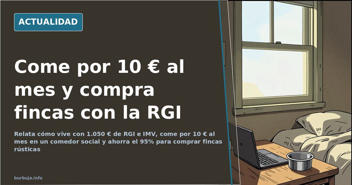 Persona revisando el extracto bancario en una habitación alquilada junto a una bandeja de comedor social