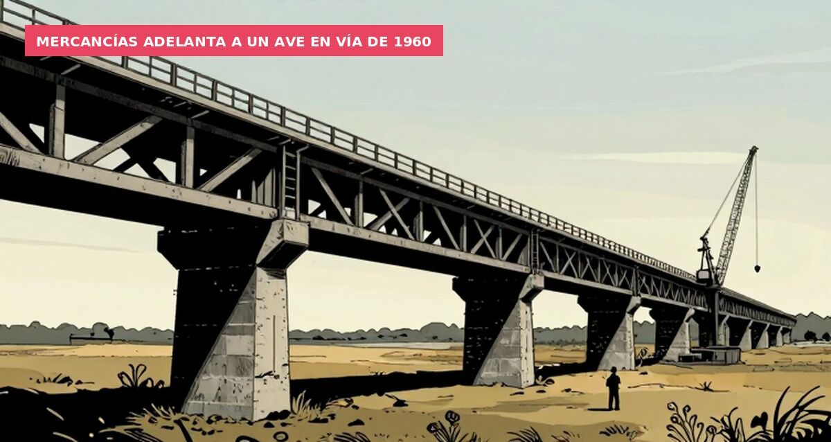 Mercancías adelanta a un AVE en vía de 1960