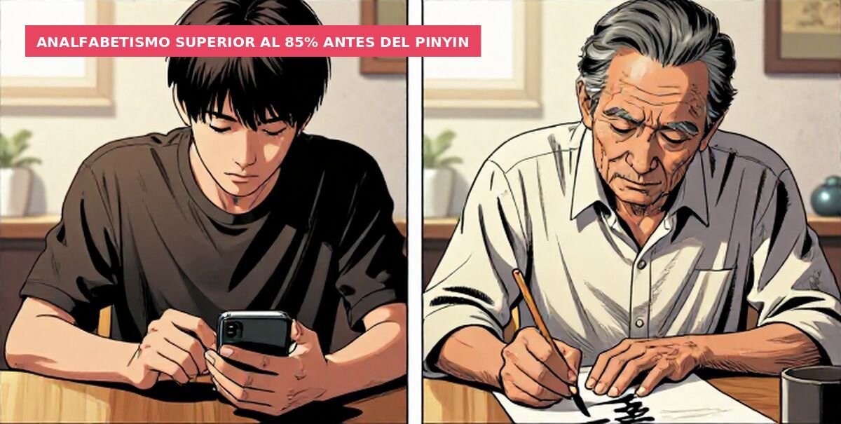 Analfabetismo superior al 85% antes del pinyin