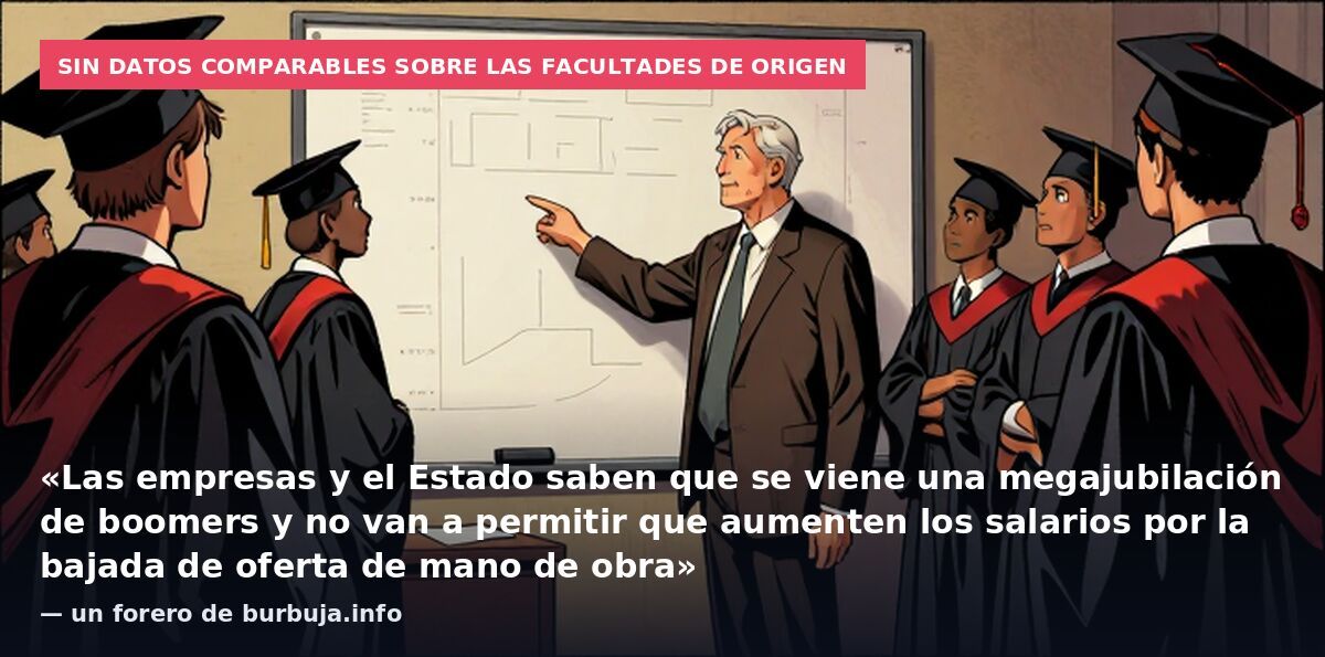 Sin datos comparables sobre las facultades de origen: «Las empresas y el Estado saben que se viene una megajubilación de boomers y no van a permitir que aumenten los salarios por la bajada de oferta de mano de obra» — un forero de burbuja.info