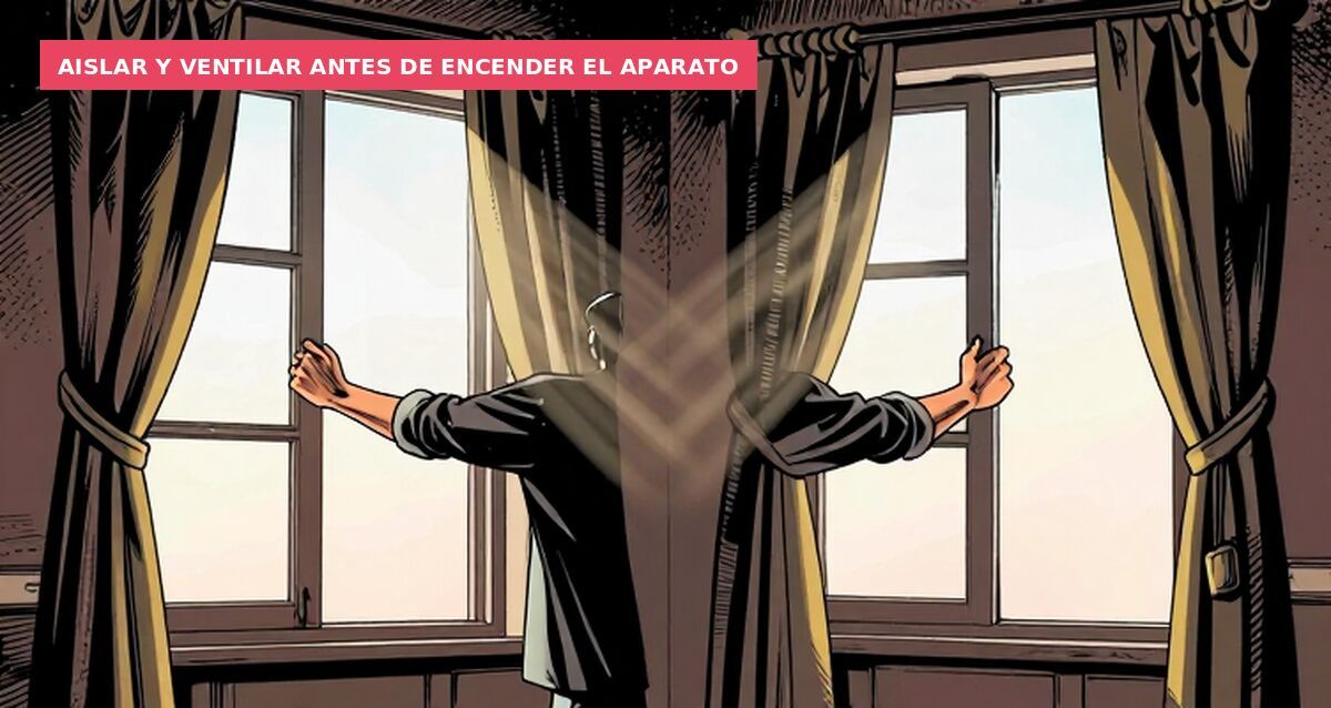 Aislar y ventilar antes de encender el aparato