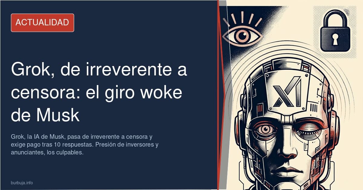 Imagen de Grok, la inteligencia artificial de X, con un filtro de censura y un candado