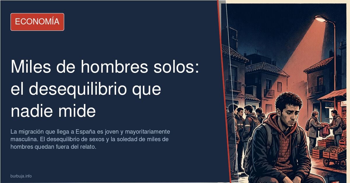 Hombres jóvenes migrantes esperando en una acera junto a un centro de acogida en España