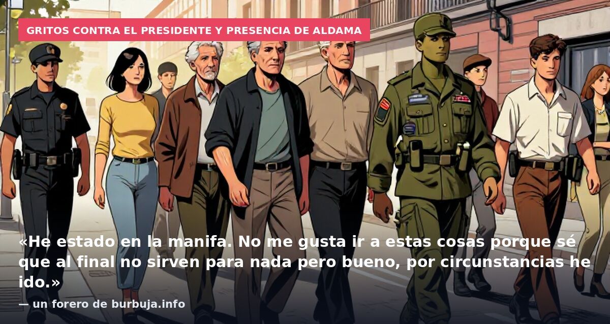 Gritos contra el presidente y presencia de Aldama: «He estado en la manifa. No me gusta ir a estas cosas porque sé que al final no sirven para nada pero bueno, por circunstancias he ido.» — un forero de burbuja.info
