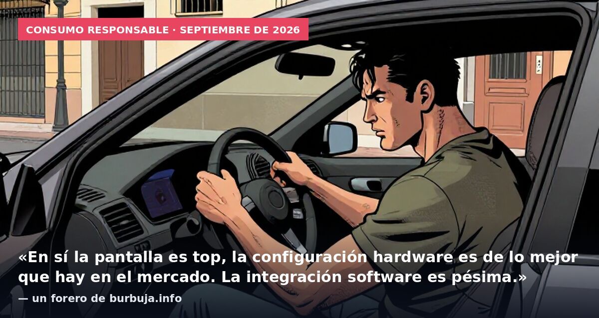 Consumo responsable · septiembre de 2026: «En sí la pantalla es top, la configuración hardware es de lo mejor que hay en el mercado. La integración software es pésima.» — un forero de burbuja.info