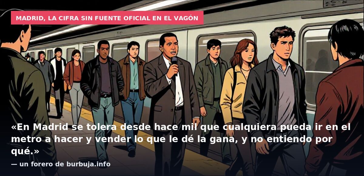 Madrid, la cifra sin fuente oficial en el vagón: «En Madrid se tolera desde hace mil que cualquiera pueda ir en el metro a hacer y vender lo que le dé la gana, y no entiendo por qué.» — un forero de burbuja.info