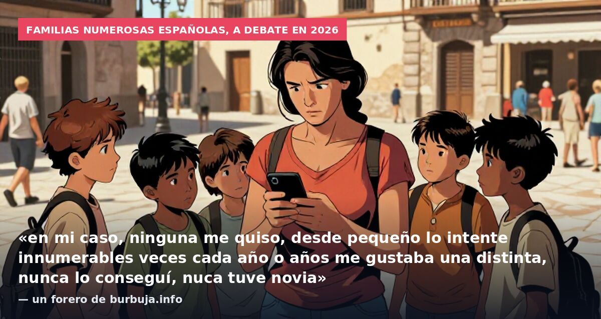 Familias numerosas españolas, a debate en 2026: «en mi caso, ninguna me quiso, desde pequeño lo intente innumerables veces cada año o años me gustaba una distinta, nunca lo conseguí, nuca tuve novia» — un forero de burbuja.info