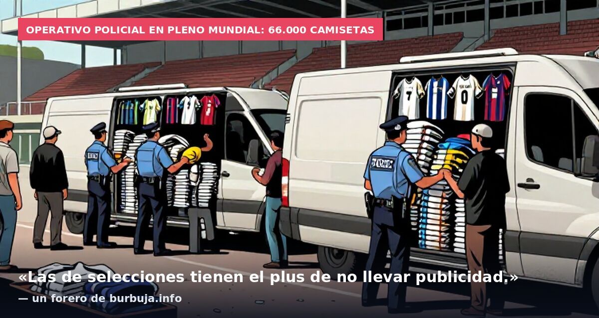 Operativo policial en pleno Mundial: 66.000 camisetas: «Las de selecciones tienen el plus de no llevar publicidad.» — un forero de burbuja.info