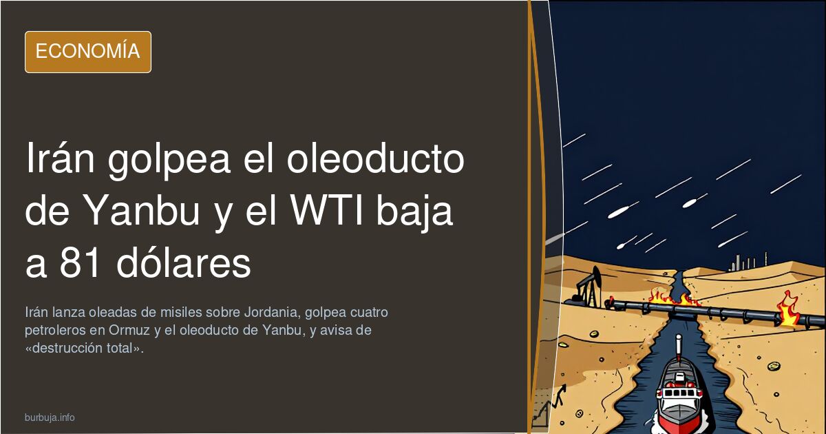 Irán golpea el oleoducto de Yanbu y el WTI baja a 81 dólares