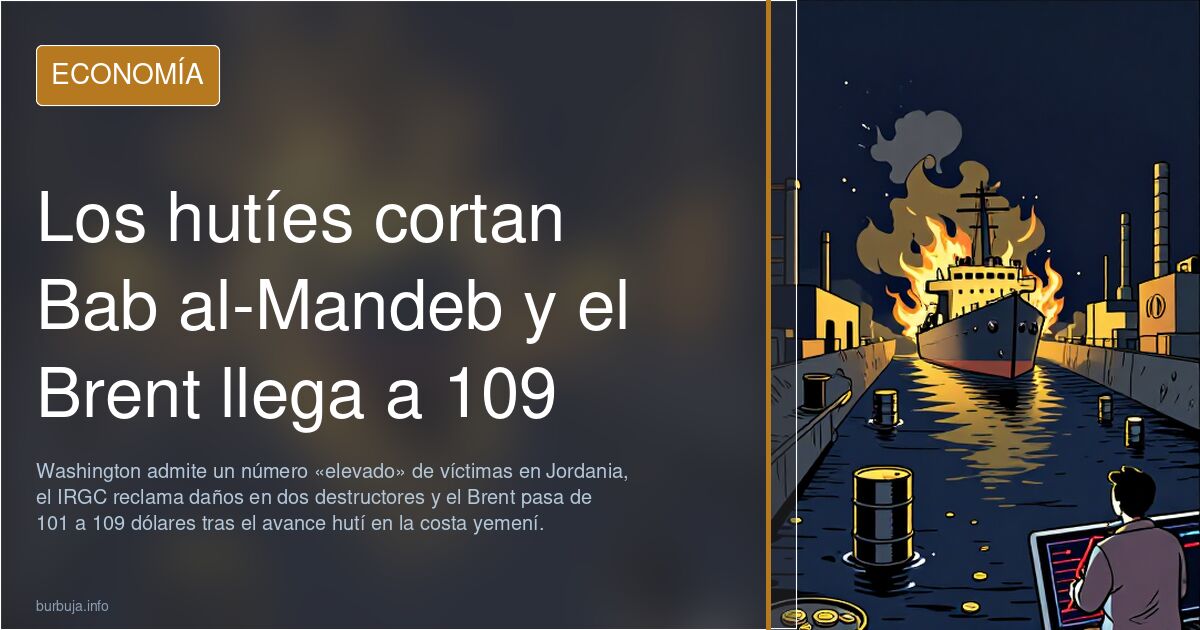 Los hutíes cortan Bab al-Mandeb y el Brent llega a 109