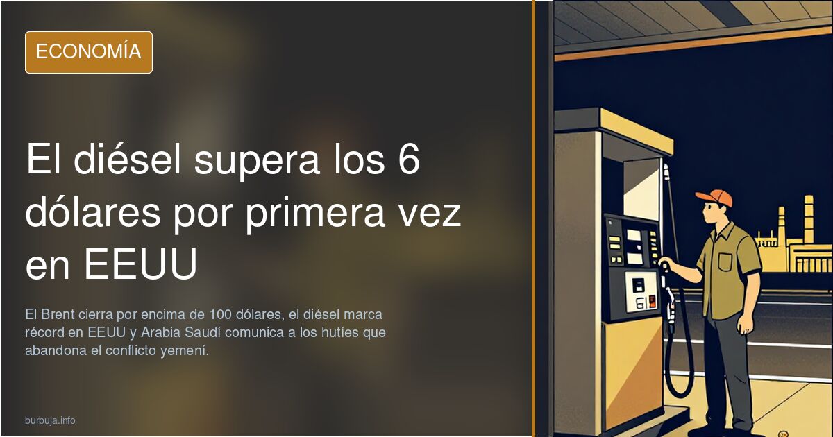 El diésel supera los 6 dólares por primera vez en EEUU