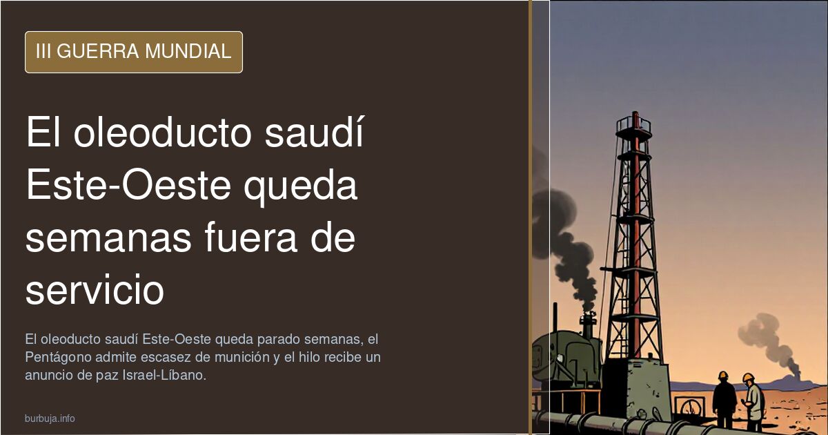 El oleoducto saudí Este-Oeste queda semanas fuera de servicio