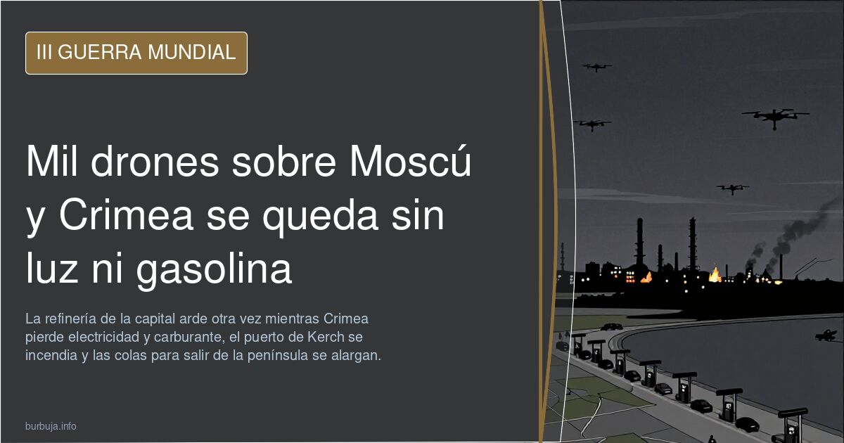Mil drones sobre Moscú y Crimea se queda sin luz ni gasolina