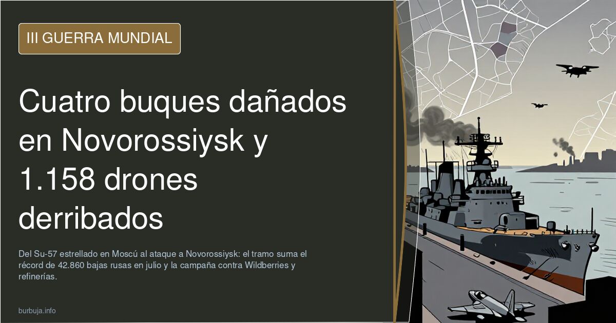 Cuatro buques dañados en Novorossiysk y 1.158 drones derribados