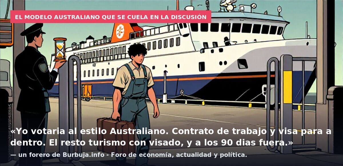 El modelo australiano que se cuela en la discusión: «Yo votaria al estilo Australiano. Contrato de trabajo y visa para a dentro. El resto turismo con visado, y a los 90 dias fuera.» — un forero de Burbuja.info - Foro de economía, actualidad y polític