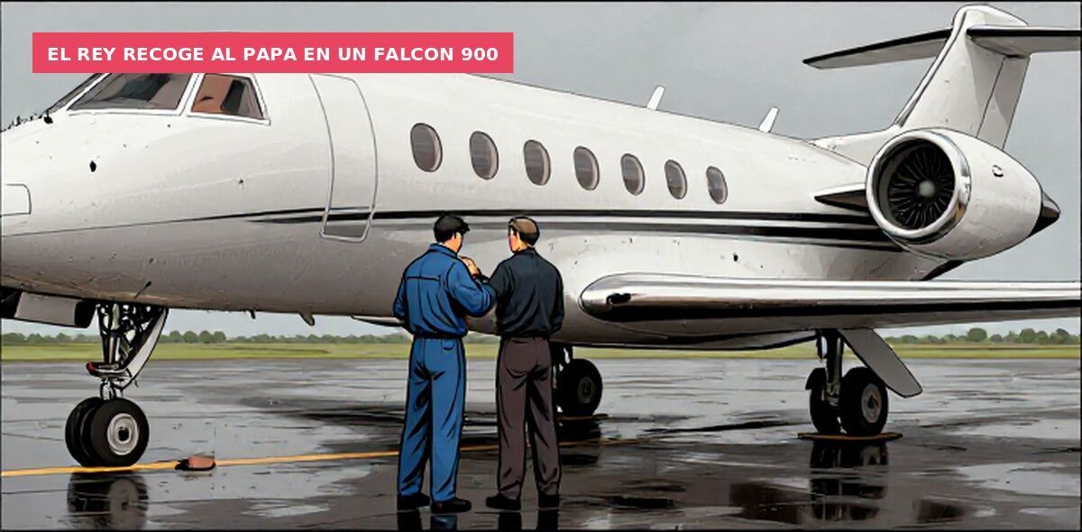 El Rey recoge al Papa en un Falcon 900