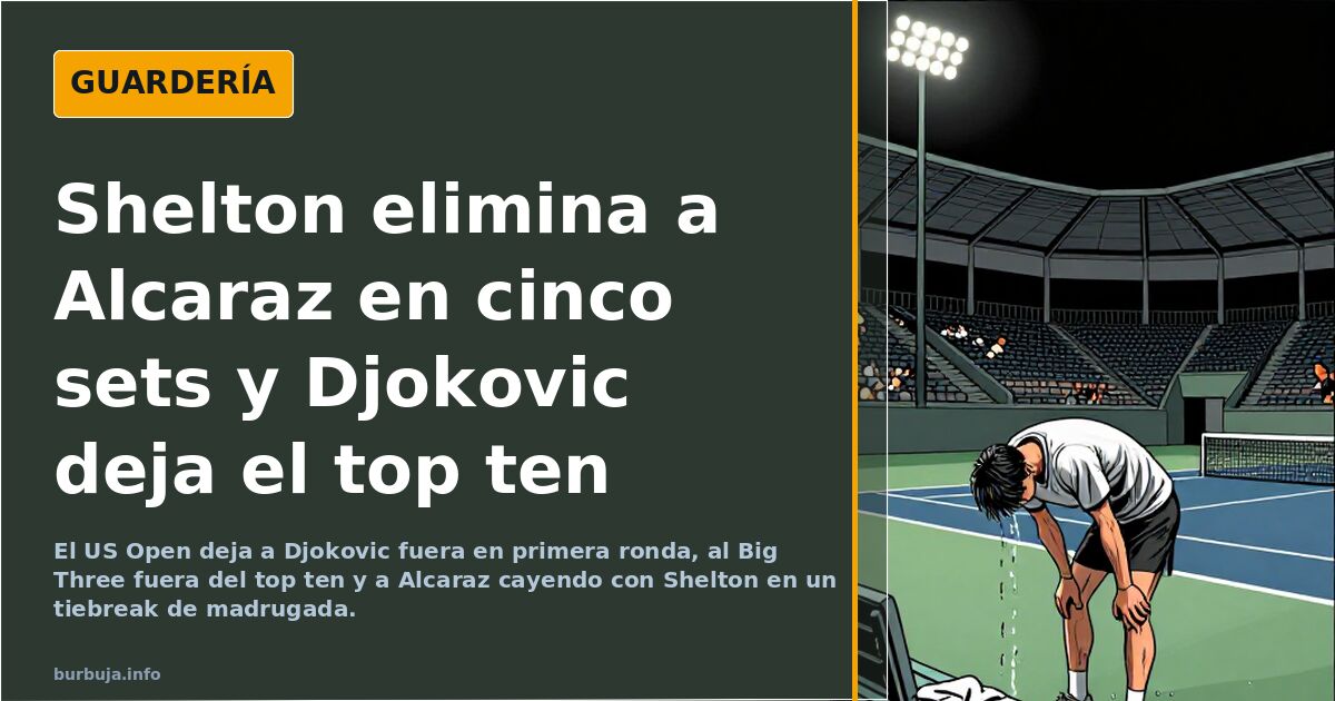 Shelton elimina a Alcaraz en cinco sets y Djokovic deja el top ten