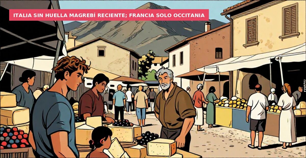 Italia sin huella magrebí reciente; Francia solo Occitania
