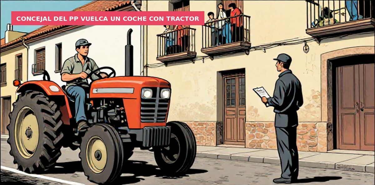 Concejal del PP vuelca un coche con tractor