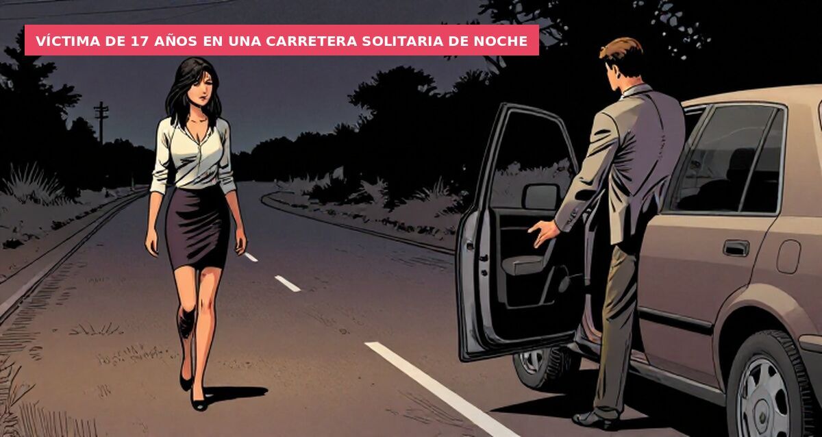 Víctima de 17 años en una carretera solitaria de noche