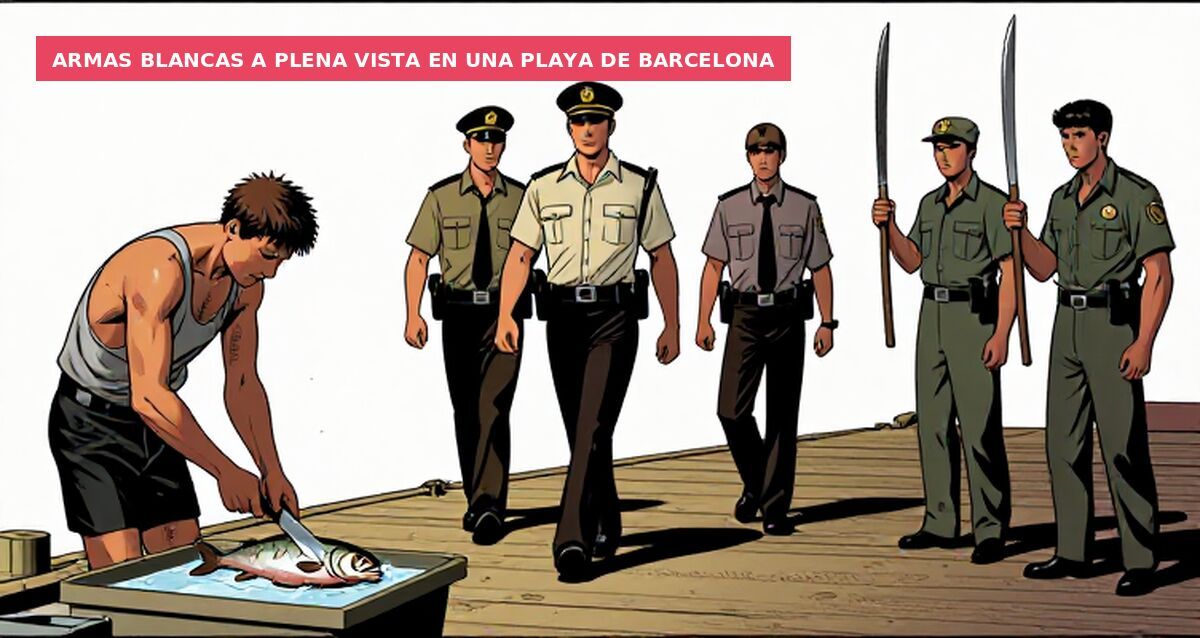 Armas blancas a plena vista en una playa de Barcelona