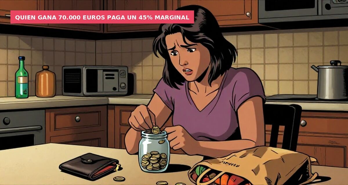 Quien gana 70.000 euros paga un 45% marginal
