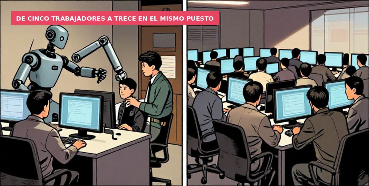 De cinco trabajadores a trece en el mismo puesto