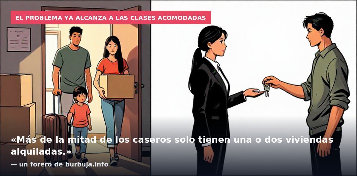 El problema ya alcanza a las clases acomodadas: «Más de la mitad de los caseros solo tienen una o dos viviendas alquiladas.» — un forero de burbuja.info