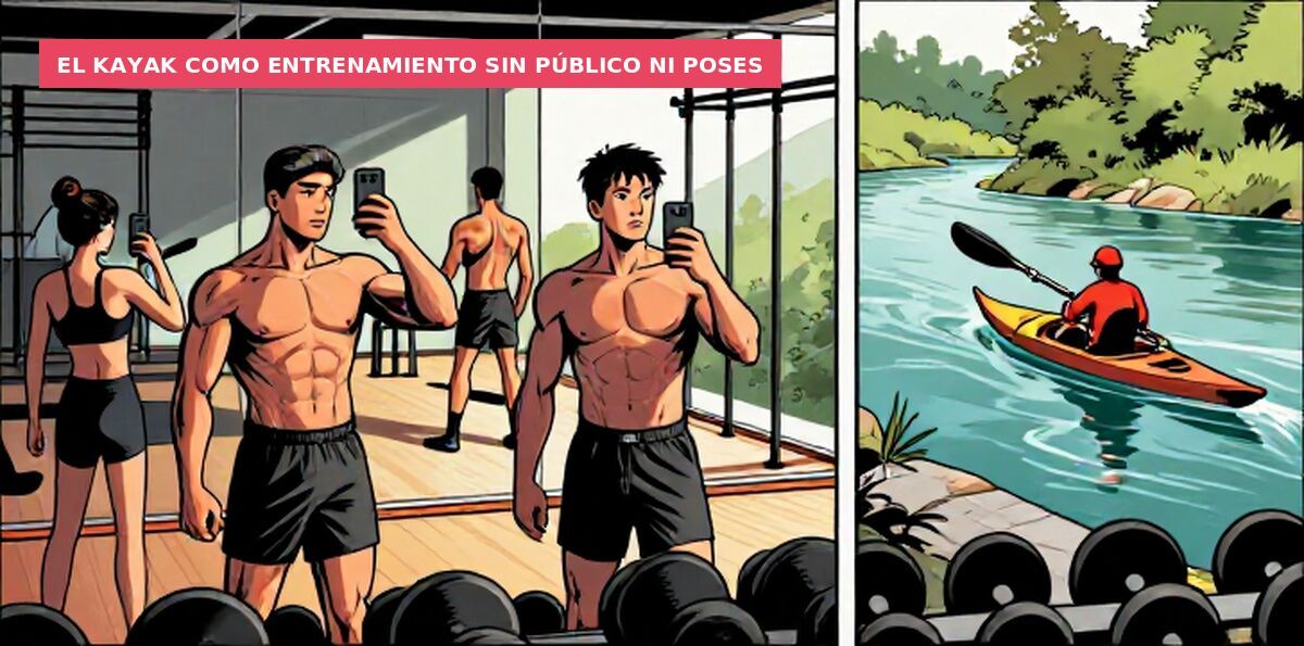 El kayak como entrenamiento sin público ni poses
