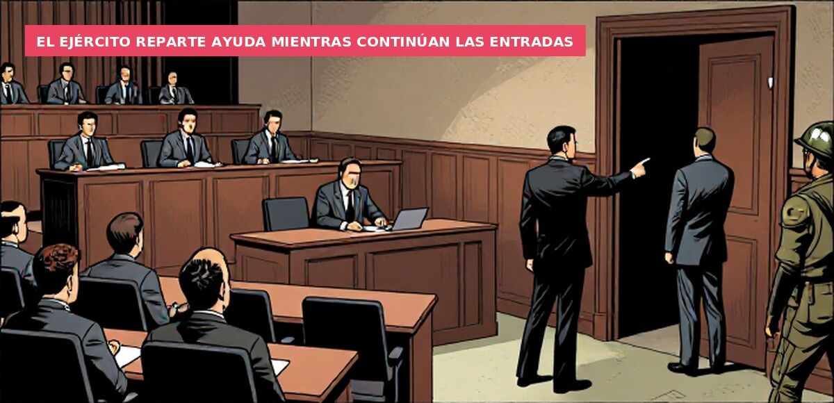 El Ejército reparte ayuda mientras continúan las entradas