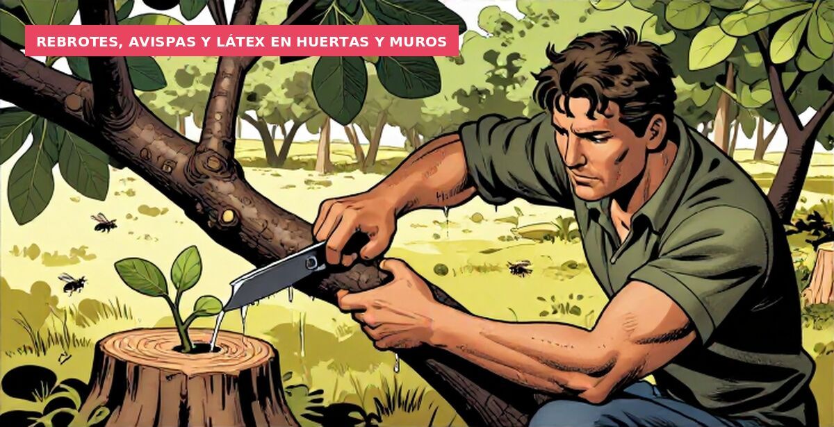Rebrotes, avispas y látex en huertas y muros