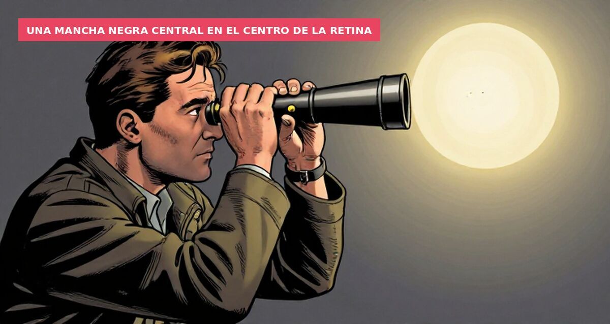 Una mancha negra central en el centro de la retina