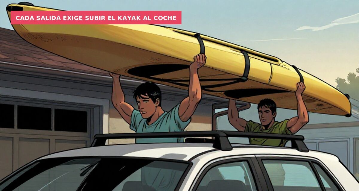 Cada salida exige subir el kayak al coche