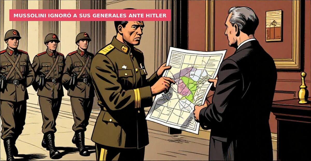 Mussolini ignoró a sus generales ante Hitler