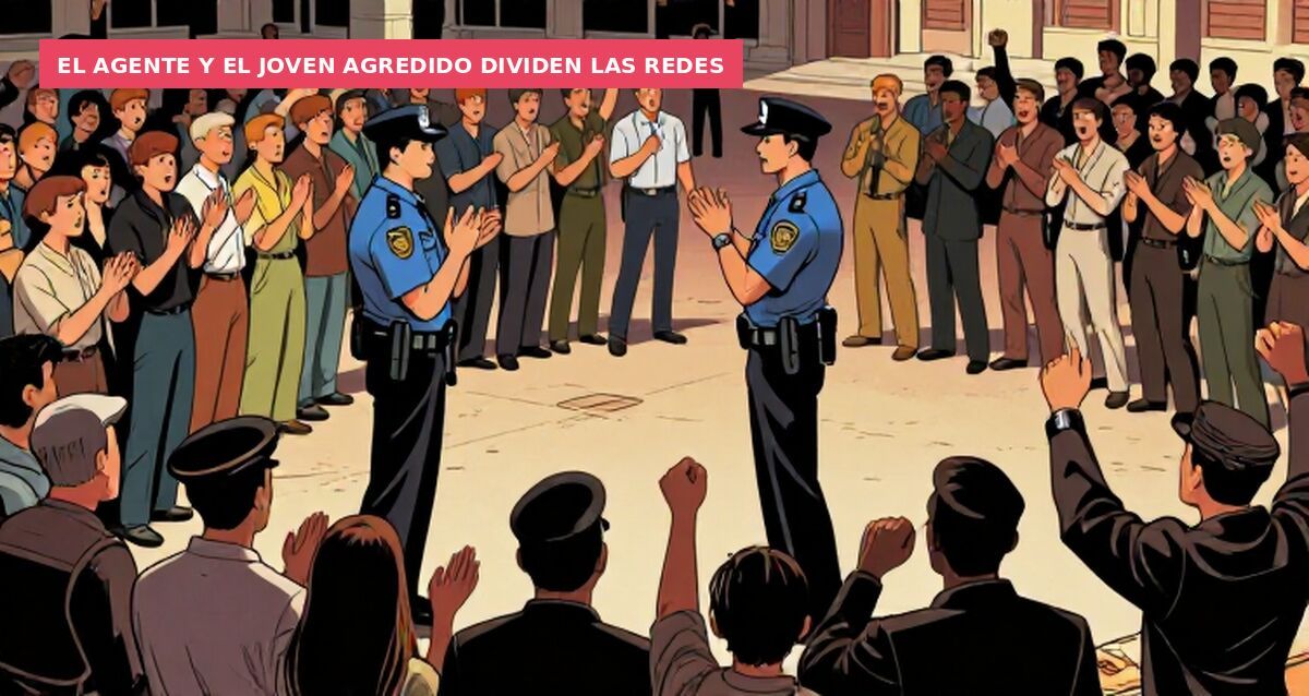 El agente y el joven agredido dividen las redes