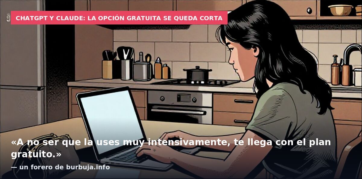 ChatGPT y Claude: la opción gratuita se queda corta: «A no ser que la uses muy intensivamente, te llega con el plan gratuito.» — un forero de burbuja.info