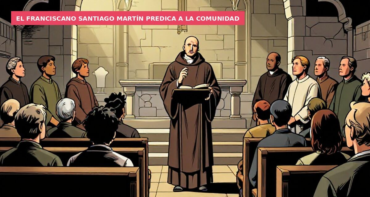 El franciscano Santiago Martín predica a la comunidad