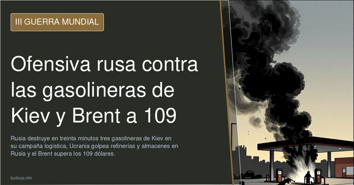 Ofensiva rusa contra las gasolineras de Kiev y Brent a 109