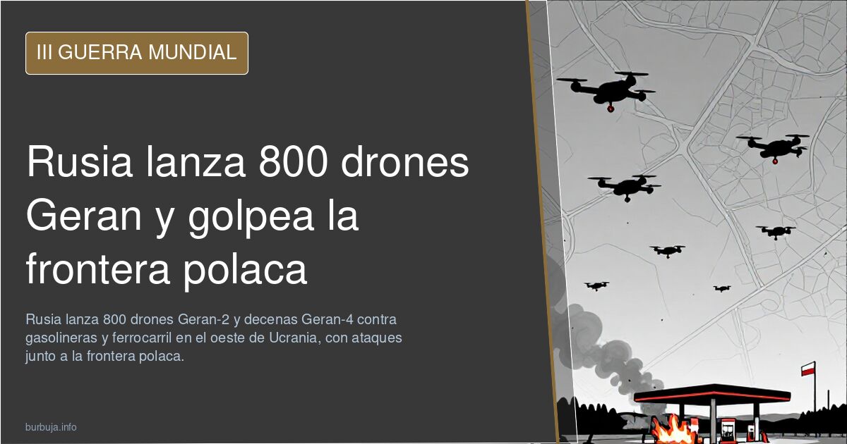 Rusia lanza 800 drones Geran y golpea la frontera polaca